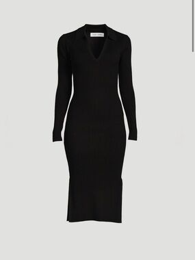 SAMSOE SAMSOE Black Luna Rib-Knit Polo Dress, size S